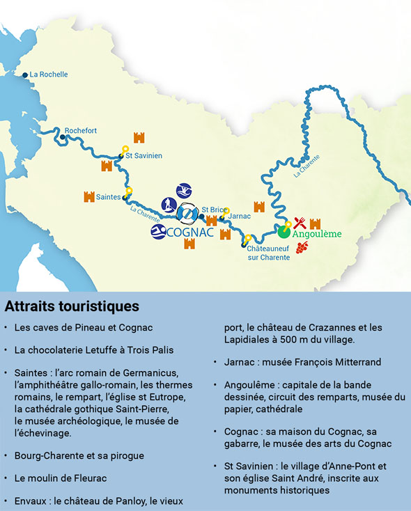 Itinéraires croisière fluviale Charente