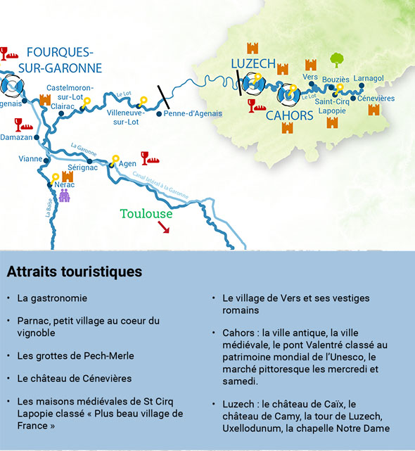 Itinéraires croisière fluviale lot